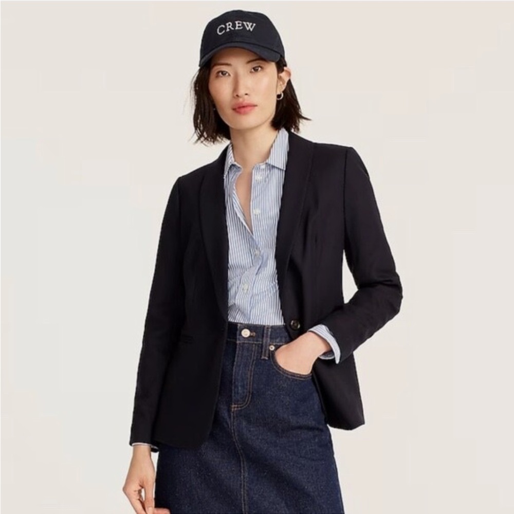 J Crew Parke Blazer in Wool Flannel Black Size 6